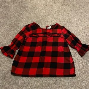 5/$20 Carter’s Red and Black 3/4 Sleeve Buffalo Plaid Top
